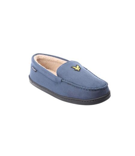 Mens Aspen Faux Suede Moccasin Slippers Navy Lyle & Scott