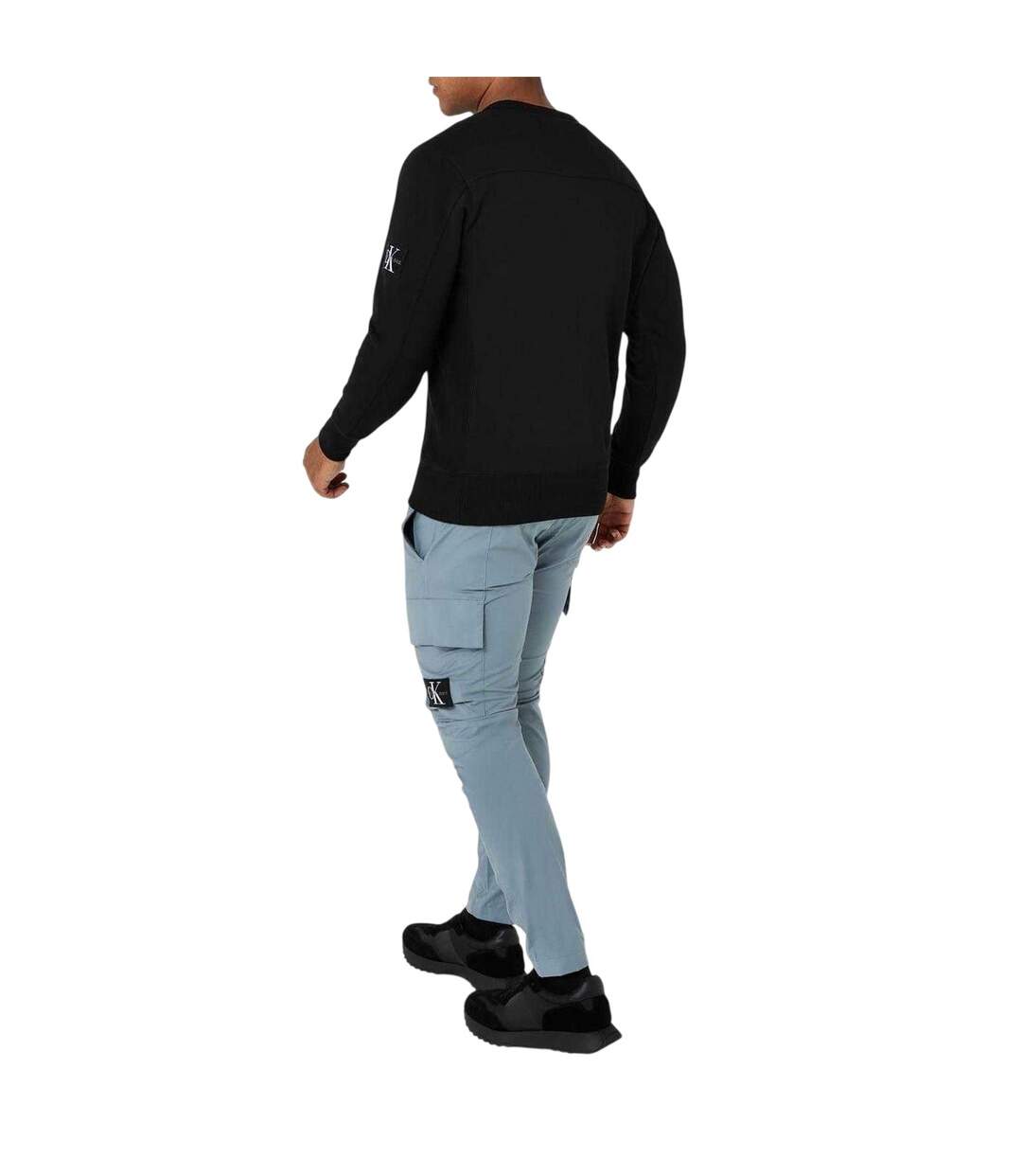 Mens Badge Crew Neck Sweatshirt Black Calvin Klein-2