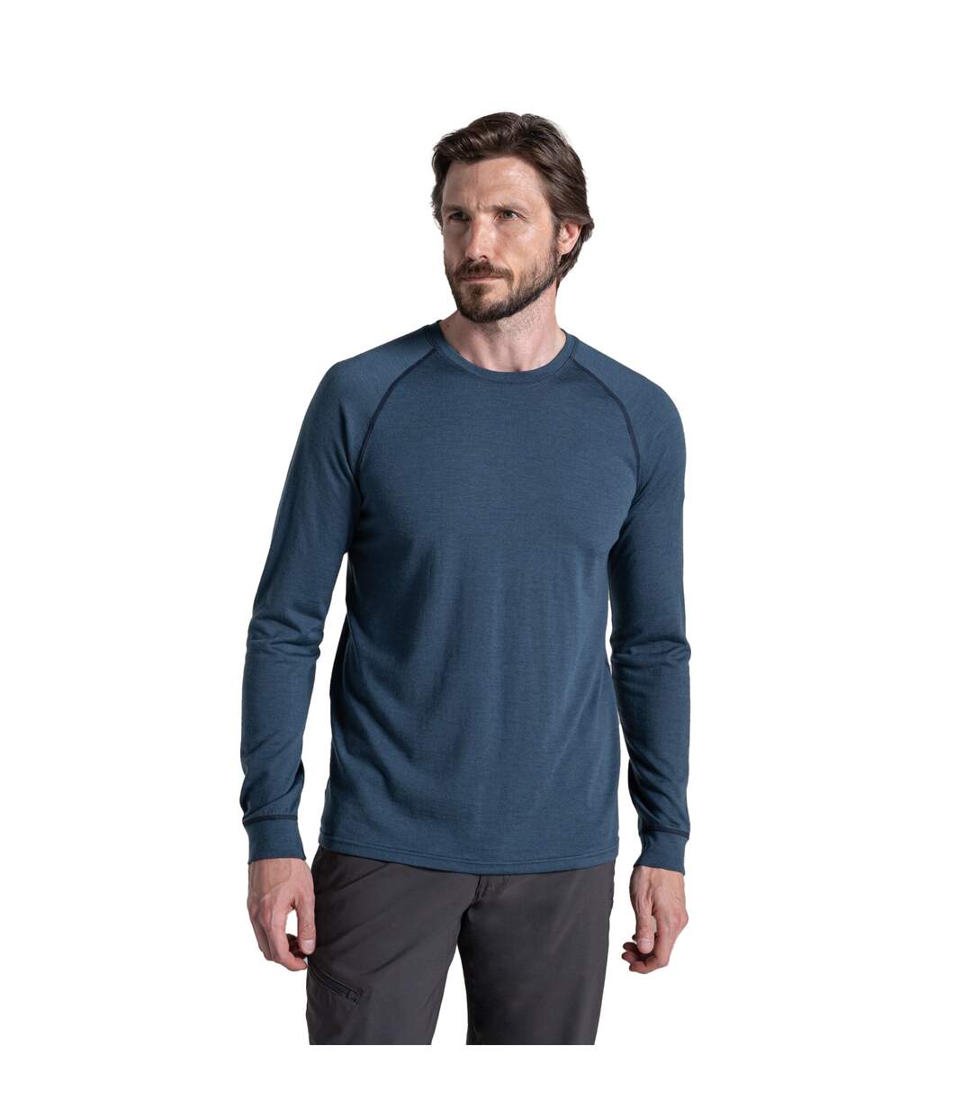 Mens National Trust Yewdale Long-sleeved T-shirt Blue Stone Craghoppers-1