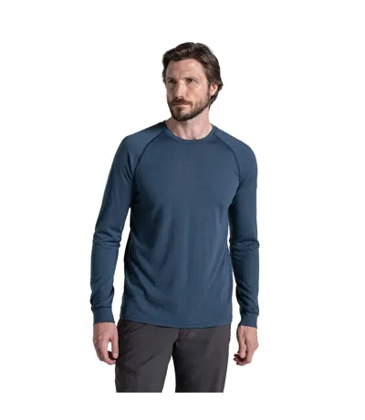 Mens National Trust Yewdale Long-sleeved T-shirt Blue Stone Craghoppers
