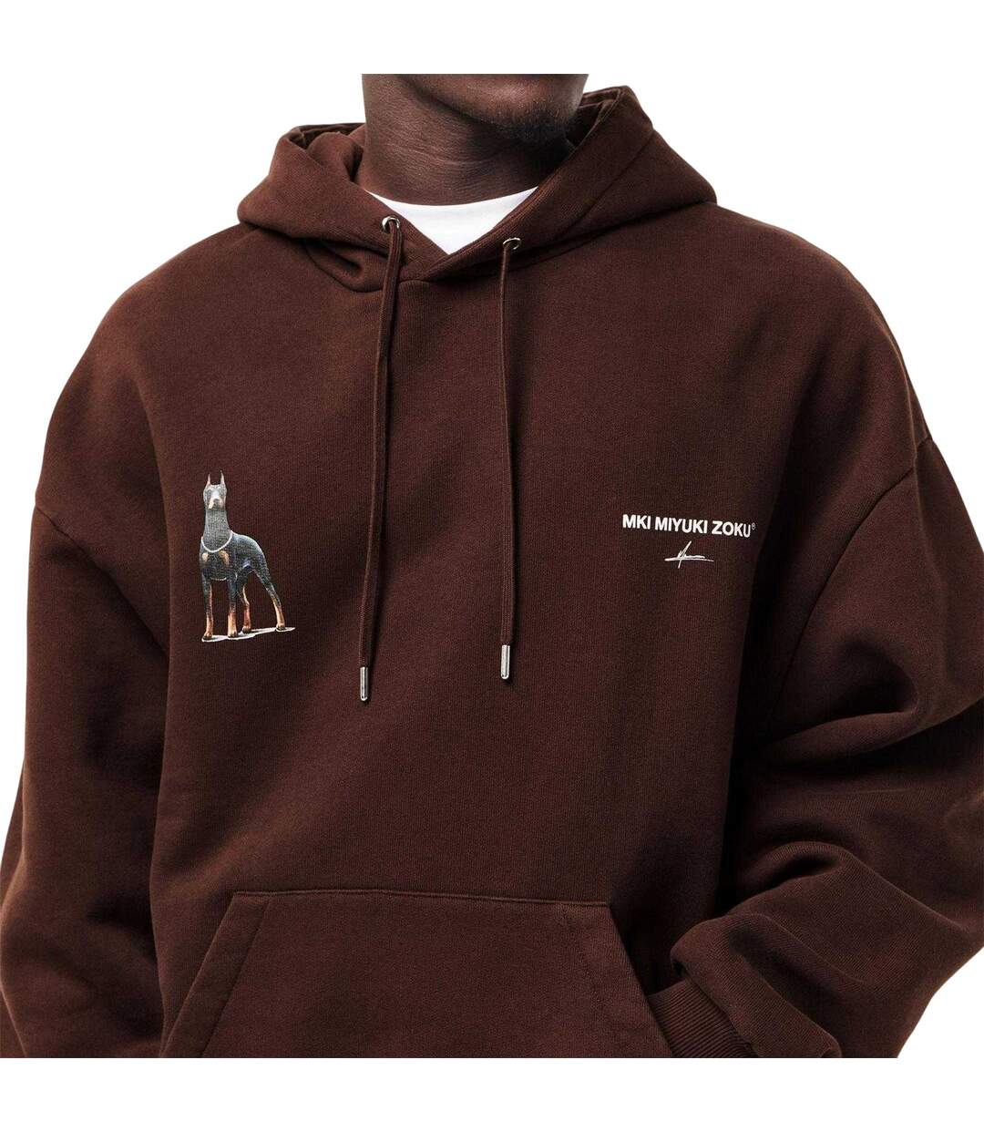 Mens Boxy Oversized Pullover Hoodie Brown MKI MIYUKI ZOKU-4