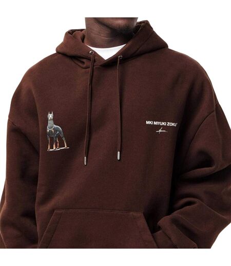 Mens Boxy Oversized Pullover Hoodie Brown MKI MIYUKI ZOKU