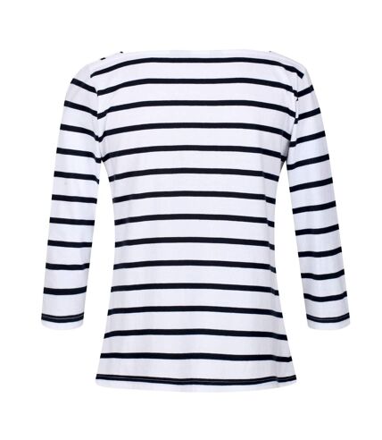 Regatta Womens/Ladies Polexia Stripe T-Shirt (White/Navy) - UTRG6921