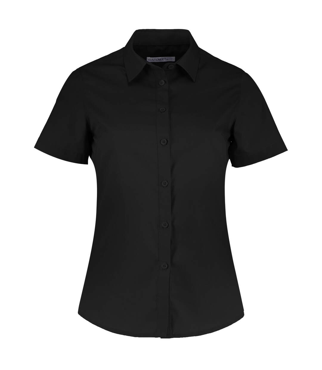 Womens/ladies short sleeve poplin shirt black Kustom Kit-1