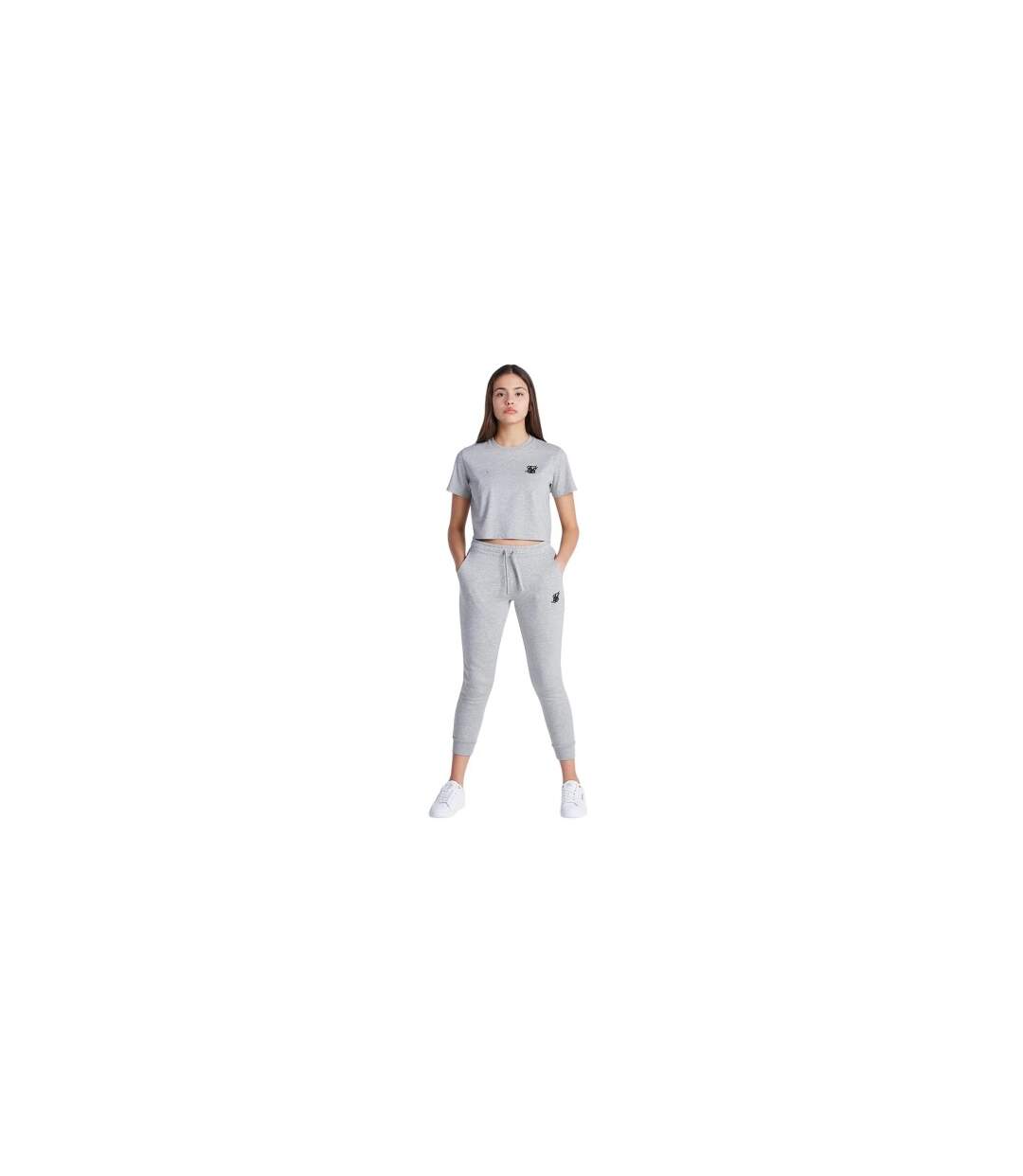 T-shirt Court Motif/style Logo Femme Gris Chiné SikSilk-1