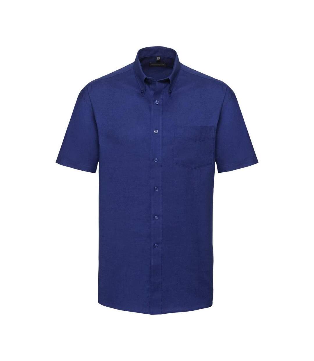 Collection Mens Short Sleeve Easy Care Oxford Shirt Bright Royal Russell-1