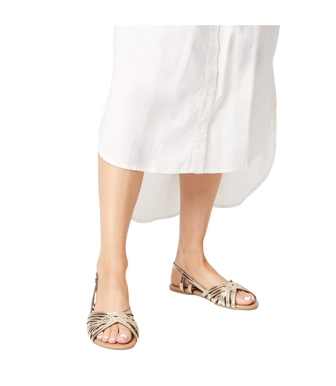 Womens/ladies lattice sling back flat sandals gold Dorothy Perkins-3