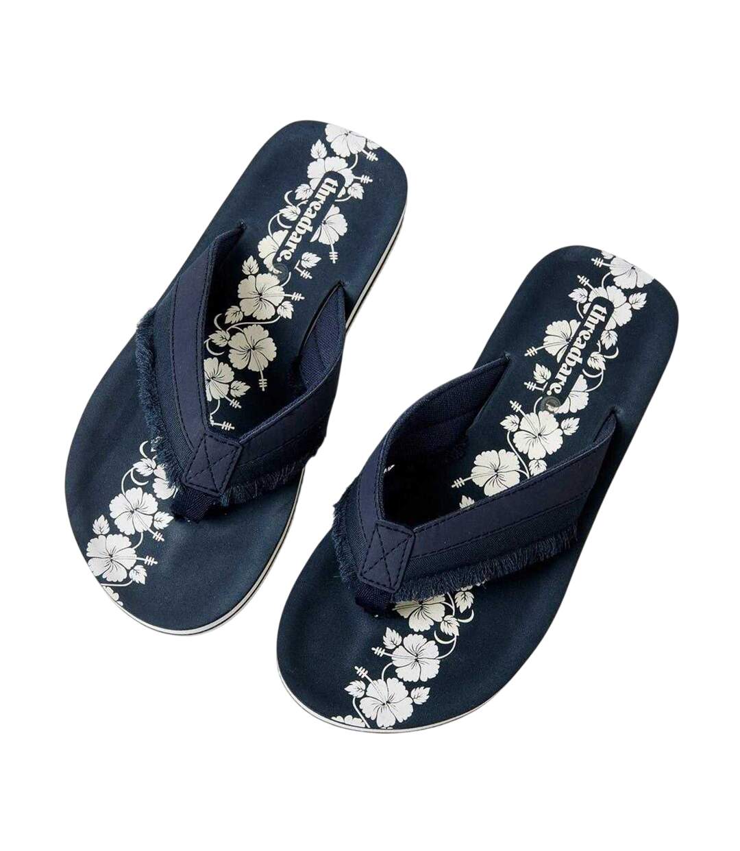 Unisex Adult Floral Pattern Flat Flip Flops Navy Threadbare-3