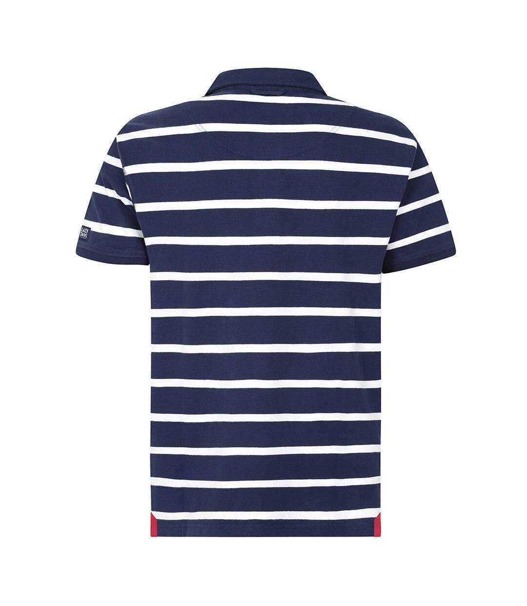 Mens Striped Short-sleeved Rugby Polo Shirt Marine Lazy Jacks-3