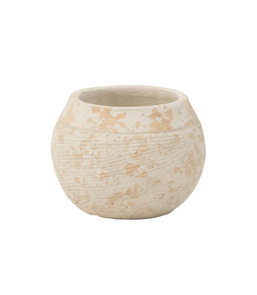 Cache-Pot Rond Design Rustique 23cm Blanc-1