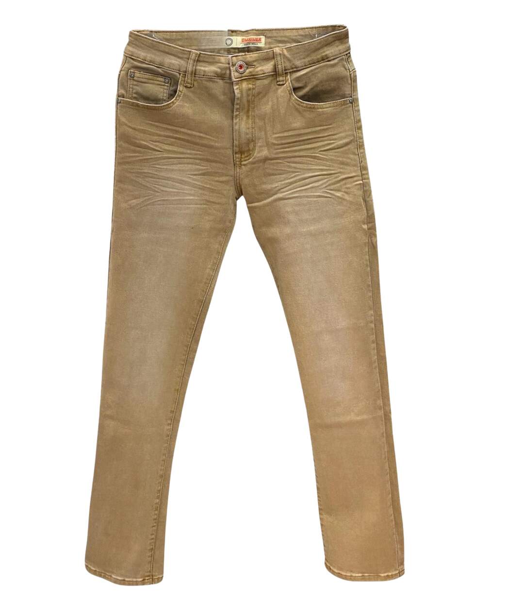 Jean homme coupe droite -  couleur camel imitation cuir - Confort et aisance-3