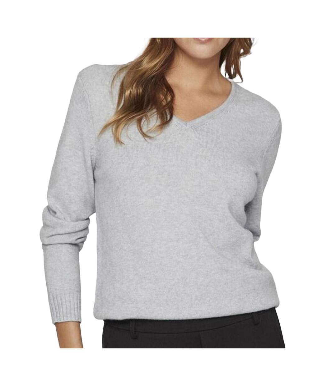 Pull Col V Gris Femme Vila 69 - S