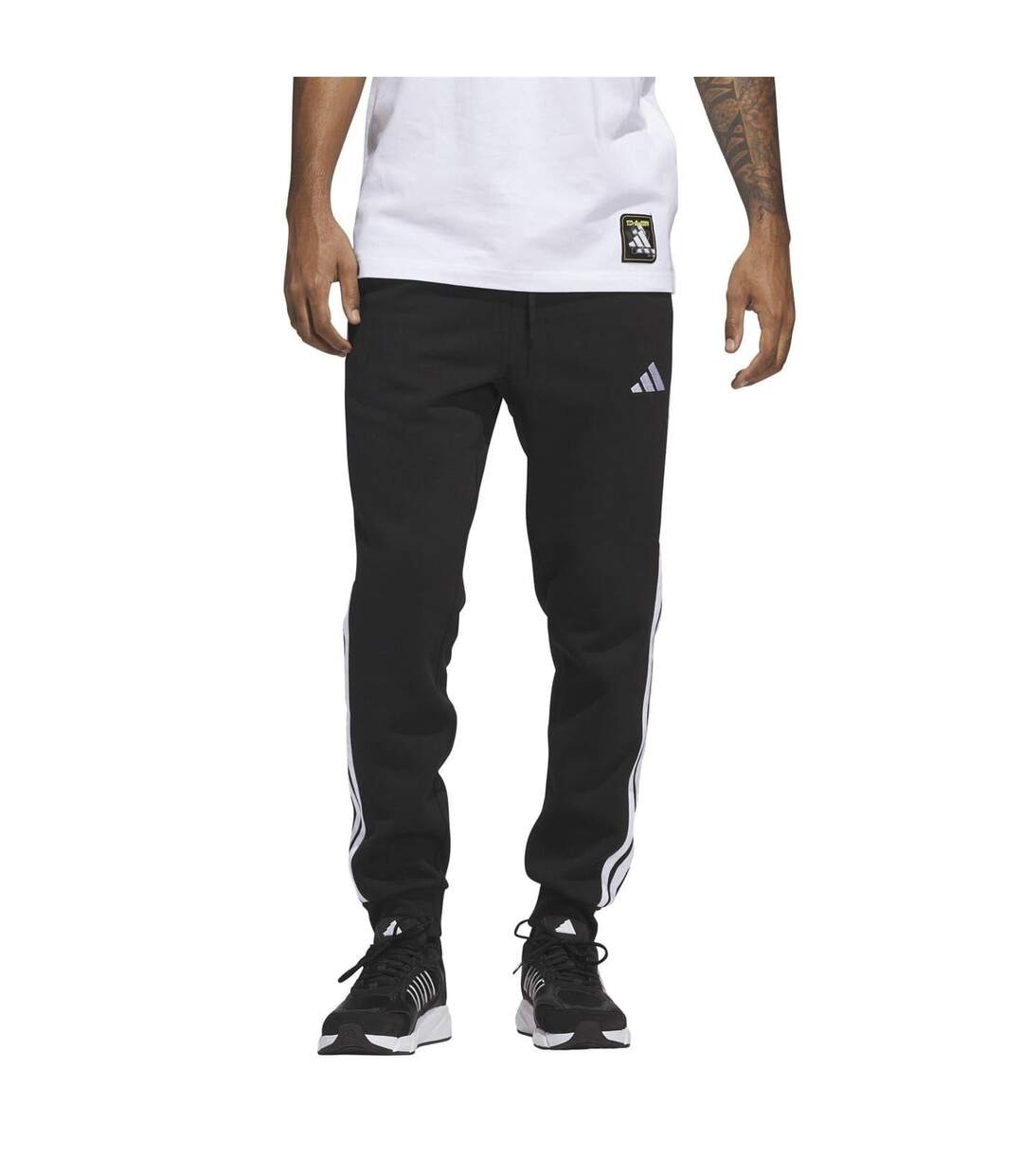 Mens Essentials Stripe Tapered Joggers Olive Strata Adidas-1