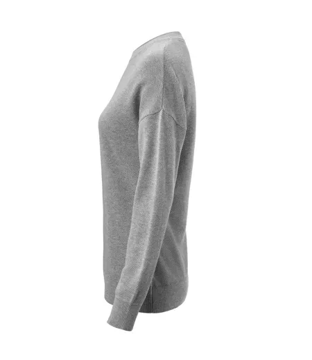 Womens/ladies Ashland Knitted Casual Sweatshirt Grey Melange James Harvest