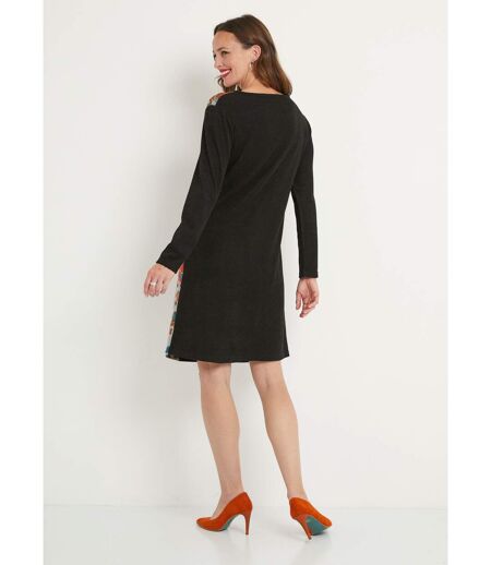 Robe courte maille fantaisie col rond
