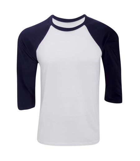 Canvas Mens 3/4 Sleeve Baseball T-Shirt (White/Navy)