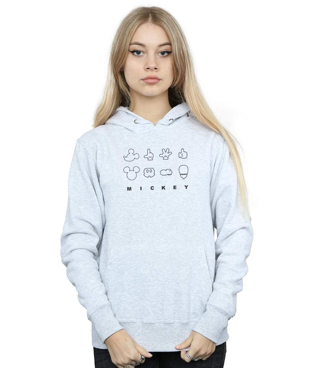 Disney Pull à capuche déconstruit Mickey Mouse Femme/Ladies (Gris sportif) - UTBI11249-2