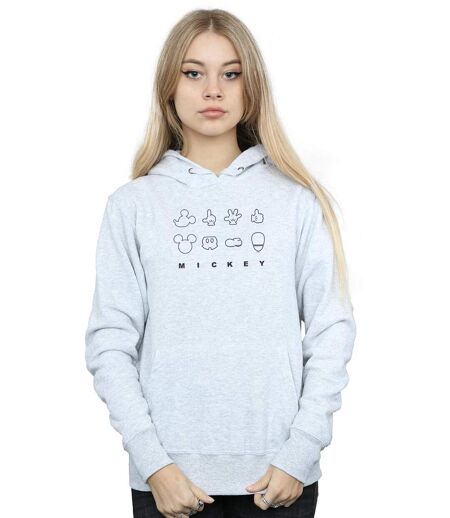 Disney Pull à capuche déconstruit Mickey Mouse Femme/Ladies (Gris sportif) - UTBI11249