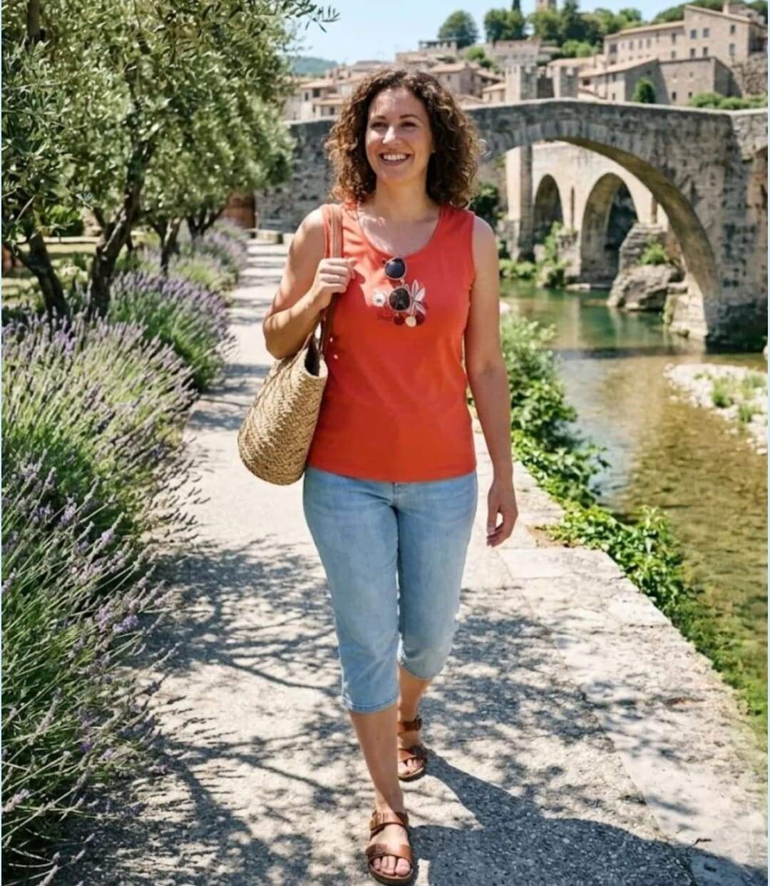 MAYFLOWER LOLA2 — Débardeur corail / orange femme coton : l'éclat d'un style casual vitaminé-5