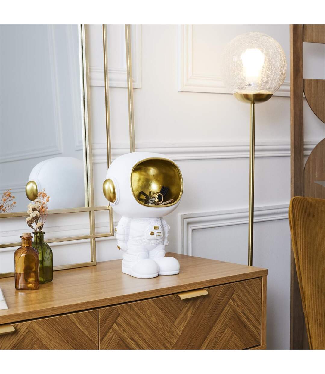 Vide-Poche Statue Astronaute 28cm Blanc-4