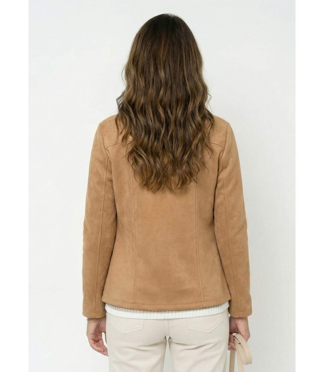 Blouson zippé tissu suédé velouté-2
