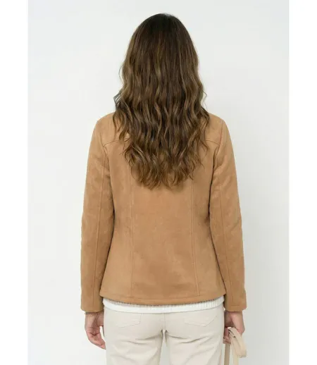 Blouson zippé tissu suédé velouté