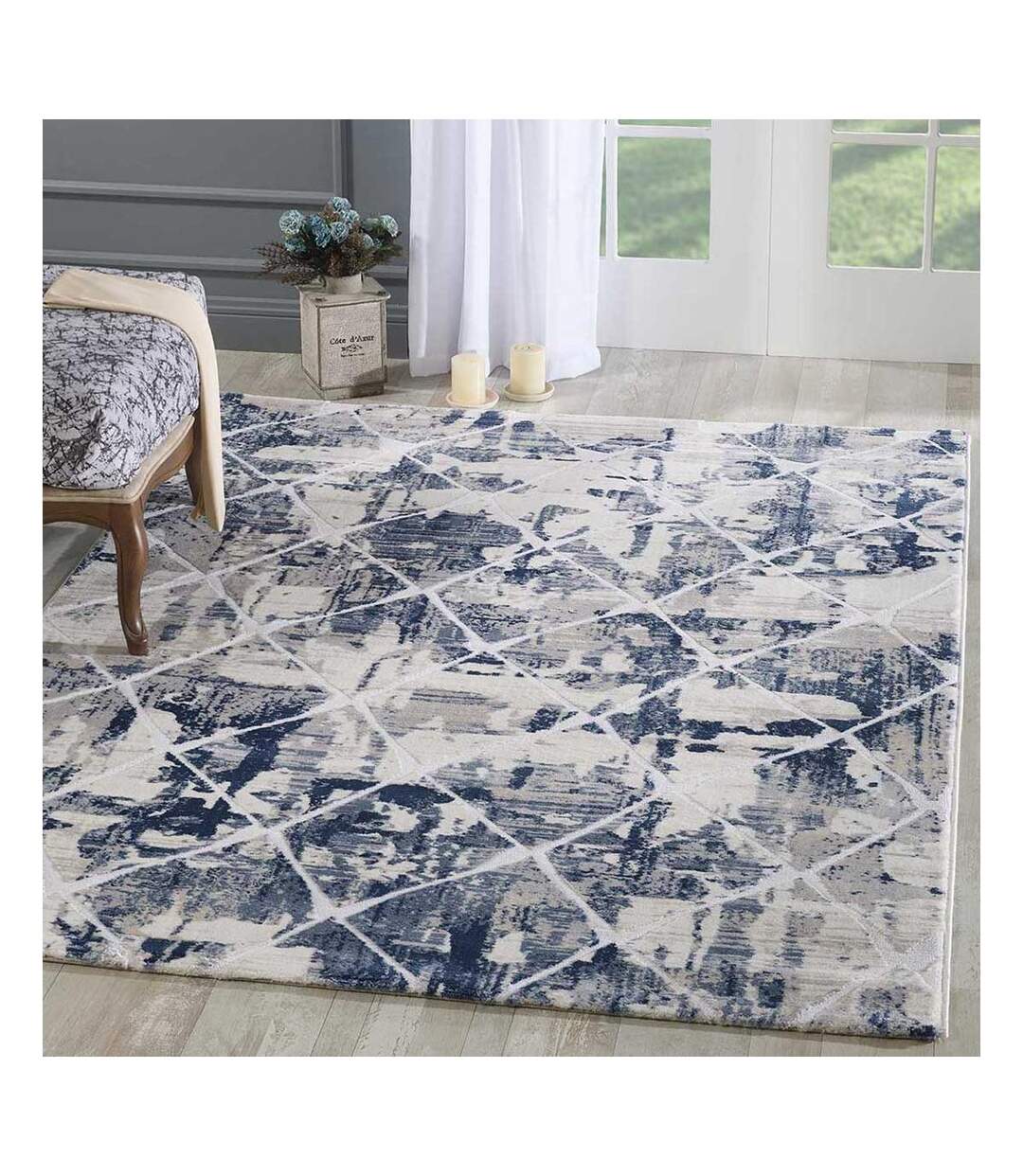 Tapis salon et chambre tissé motif géométrique DUSTY-2