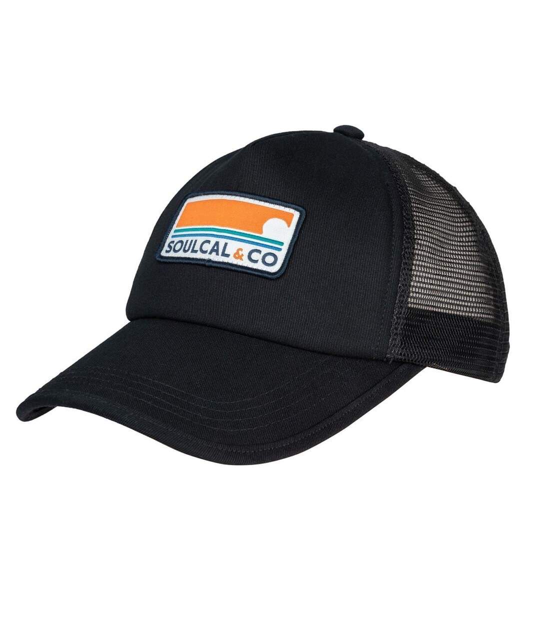 Mens Embroidered Patch Trucker Cap Black SoulCal-3