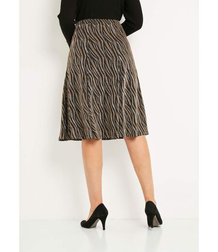 Jupe évasée mi longue maille brilante jacquard