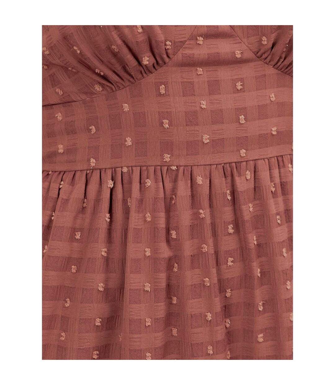 Robe Mi-longue Manches ¾ Motif/style À Carreaux Femme Terre Cuite Lovedrobe-4