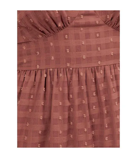 Robe Mi-longue Manches ¾ Motif/style À Carreaux Femme Terre Cuite Lovedrobe