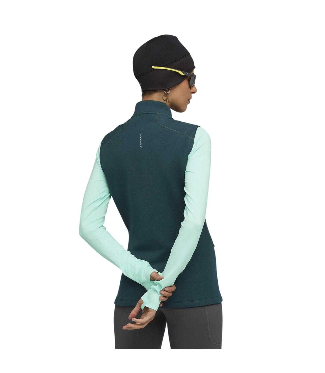 Womens/ladies Cloudspun Sleeveless Running Vest Green Puma-4