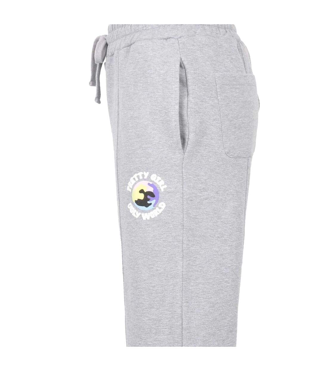 Womens/ladies Cotton Logo Standard Joggers Grey Pretty Boy Ugly World-3