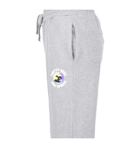 Womens/ladies Cotton Logo Standard Joggers Grey Pretty Boy Ugly World