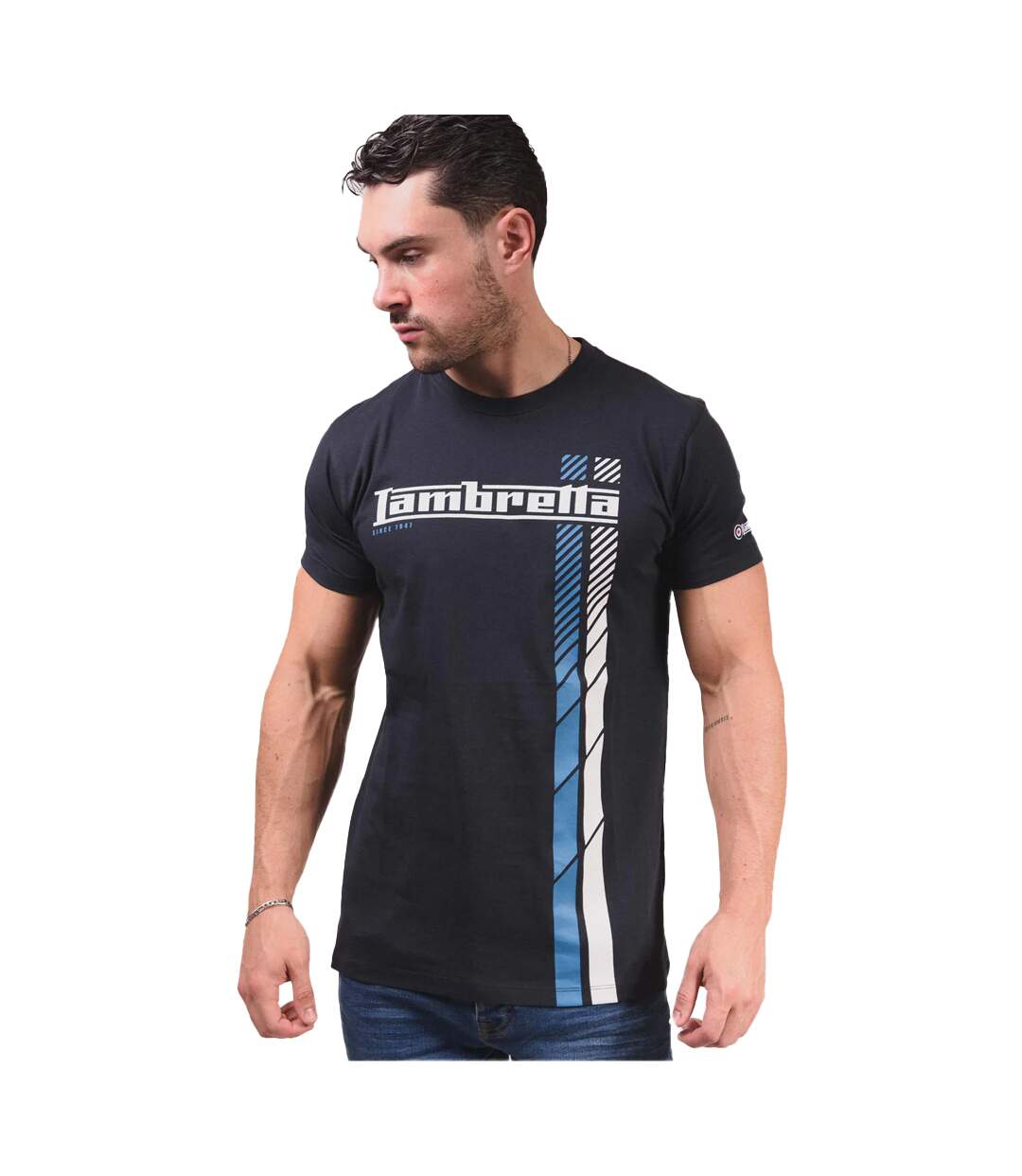 T-shirt Ss25 Homme Bleu Marine Blanc Bleu Lambretta-1