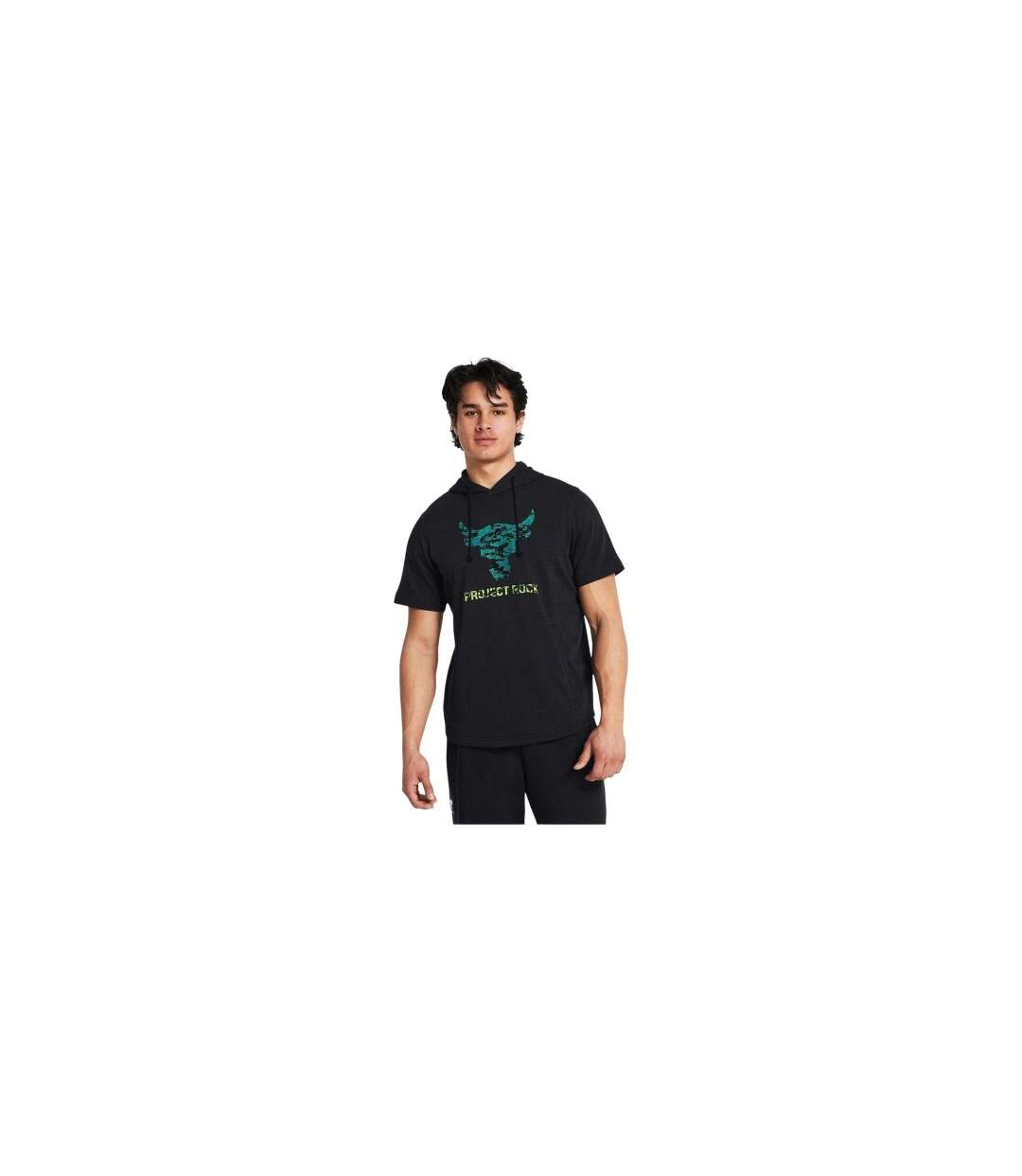Mens Project Rock Short-sleeved Hoodie Black Under Armour-1