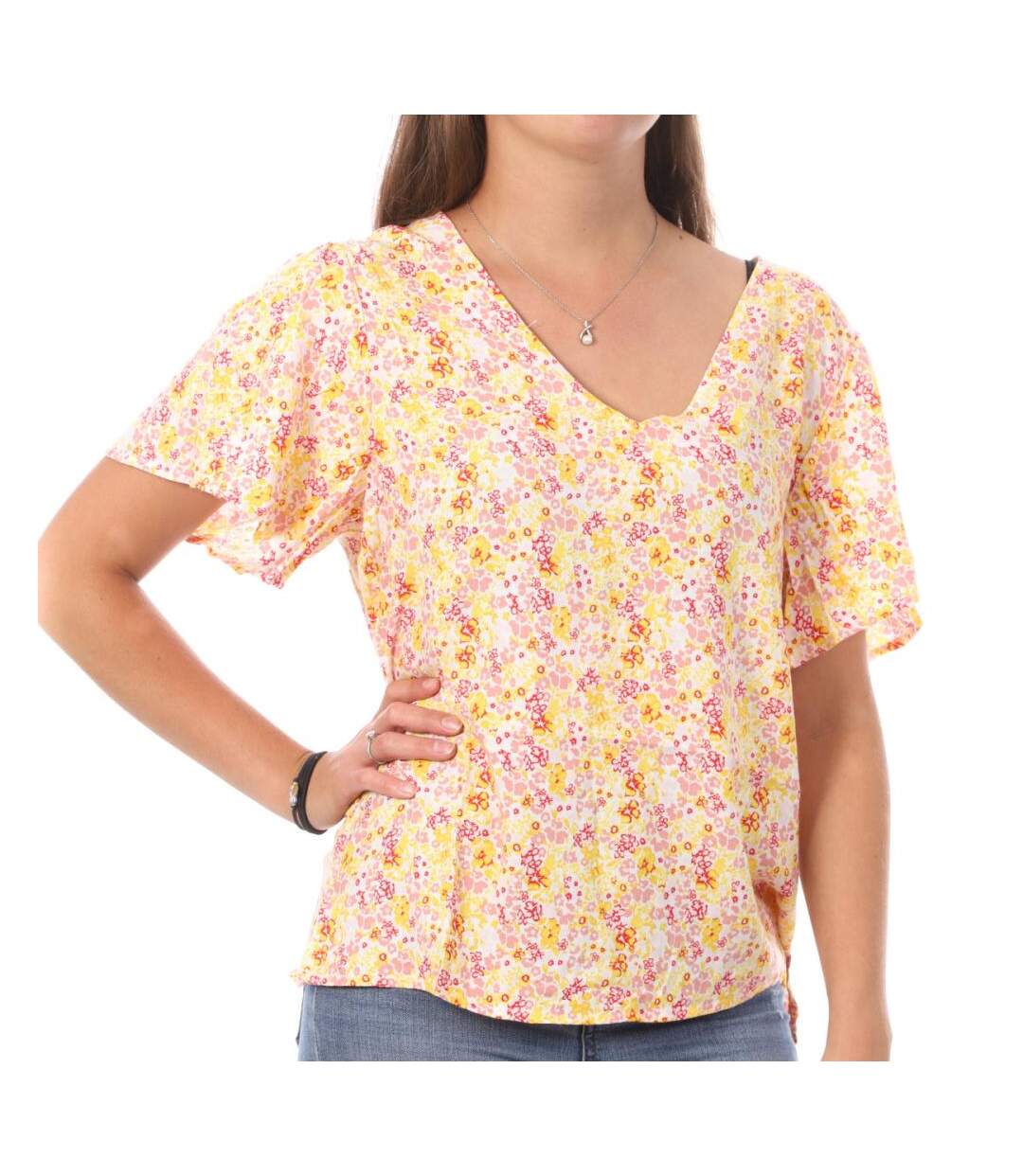 Top imprimé blanc/jaune femme vero moda swf - m-1