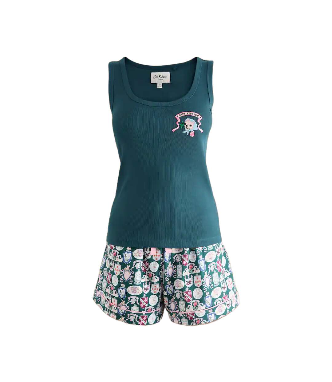 Ensemble De Pyjama Court Motif/style Chien Biggles Femme Bleu Sarcelle Cath Kidston-1