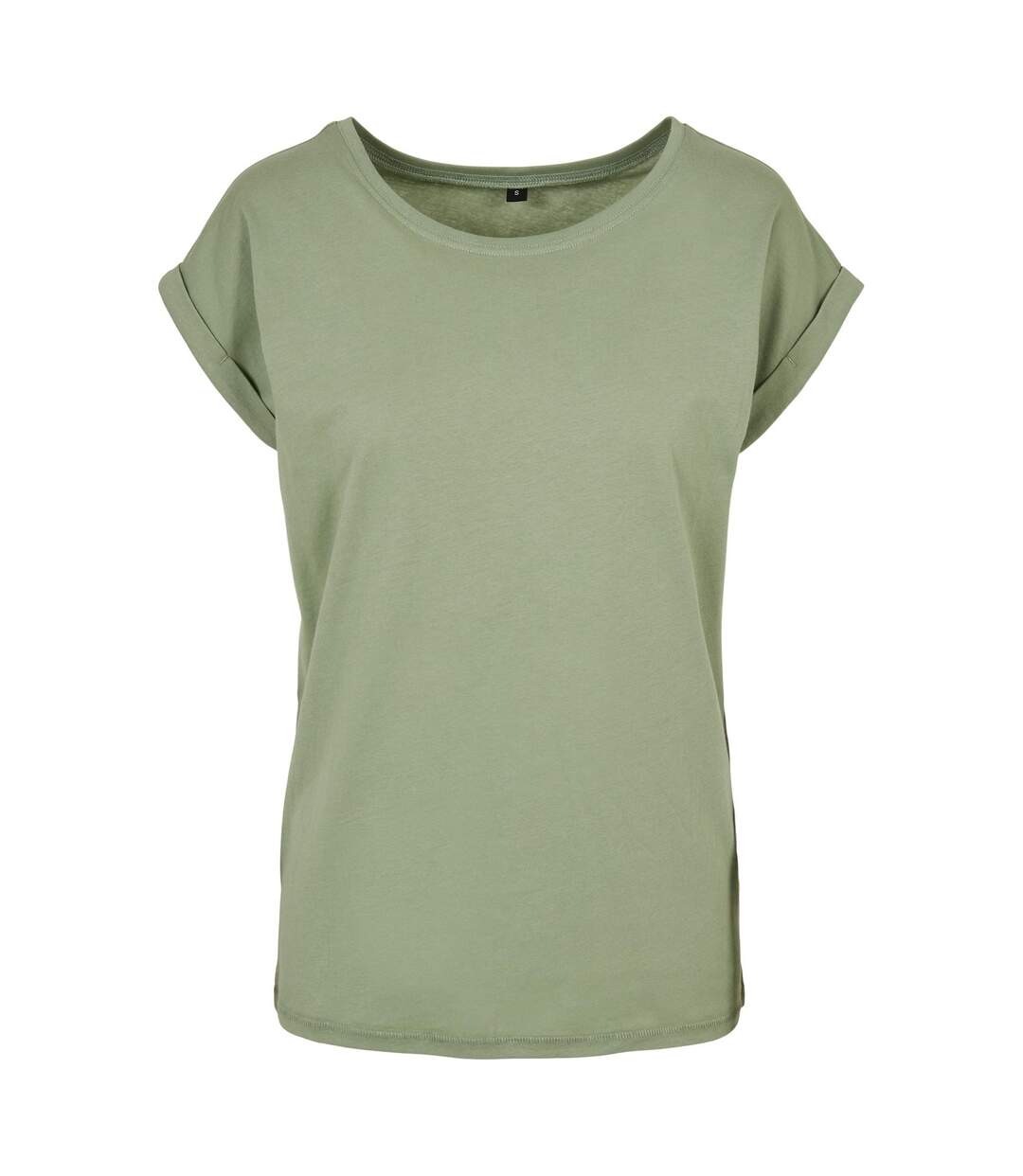 Womens/ladies Cotton Extended Shoulder T-shirt Soft Salvia Build Your Brand-1