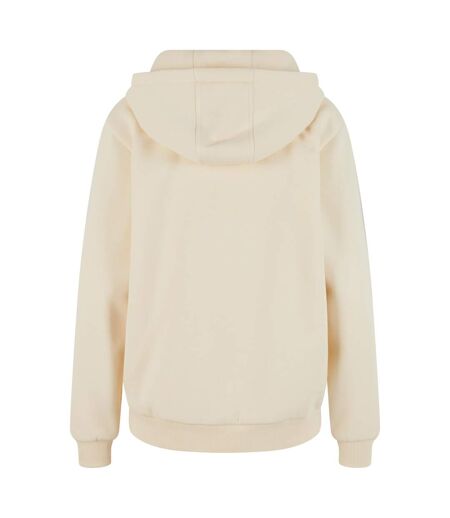 Womens/ladies Plain Fluffy Hoodie White Sand Build Your Brand