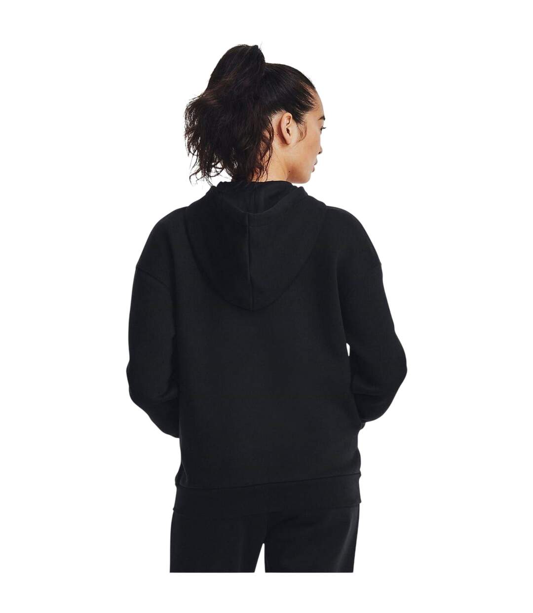 Womens/ladies Essential Drop Sleeve Full Zip Hoodie Black Under Armour-4