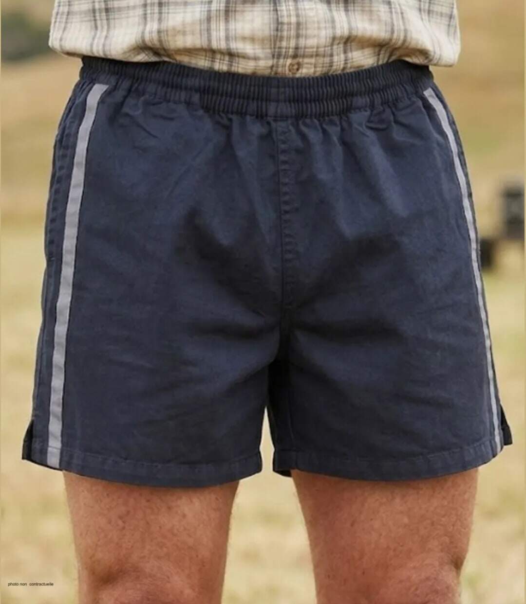 Short homme CHALLENGER 8L noir gris : le short en coton ultra-confortable spécial moisson-1