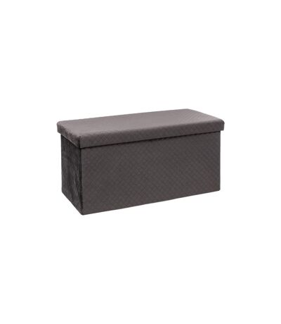 Pouf & Coffre de Rangement Velours 76cm Gris