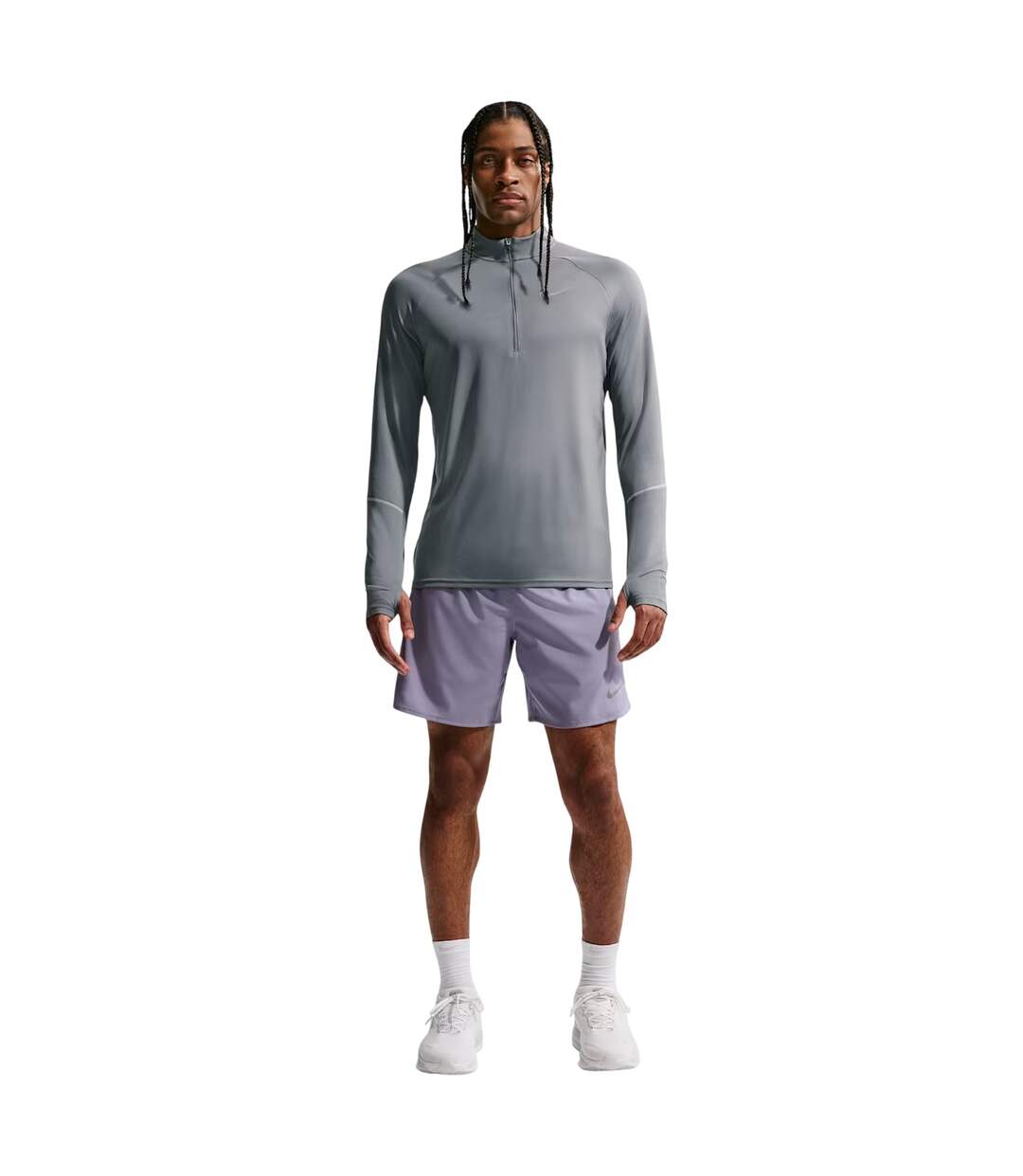 Mens Miler Dri-fit Quarter Zip Running Top Smoke Grey Nike-1