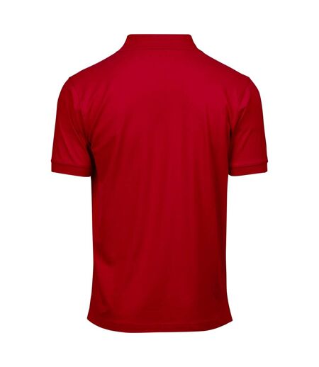 Tee Jays Mens Luxury Stretch Short Sleeve Polo Shirt Red TeeJays
