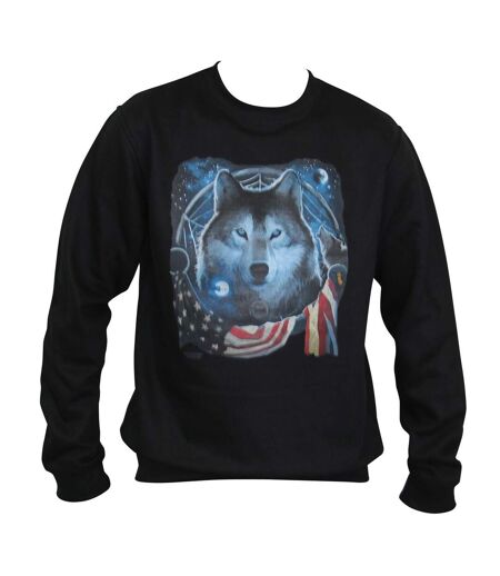 Sweat-shirt motif loups USA - 21906 - homme - bleu marine