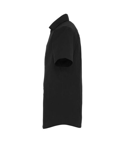 Premier Mens Poplin Stretch Short-Sleeved Shirt (Black) - UTPC6055