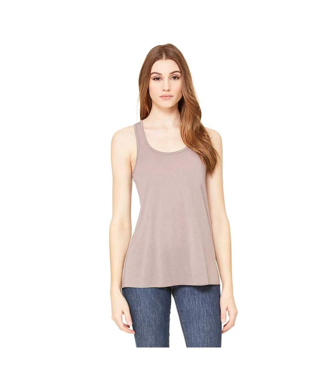 Womens/ladies racerback flowy tank top pebble brown Bella + Canvas