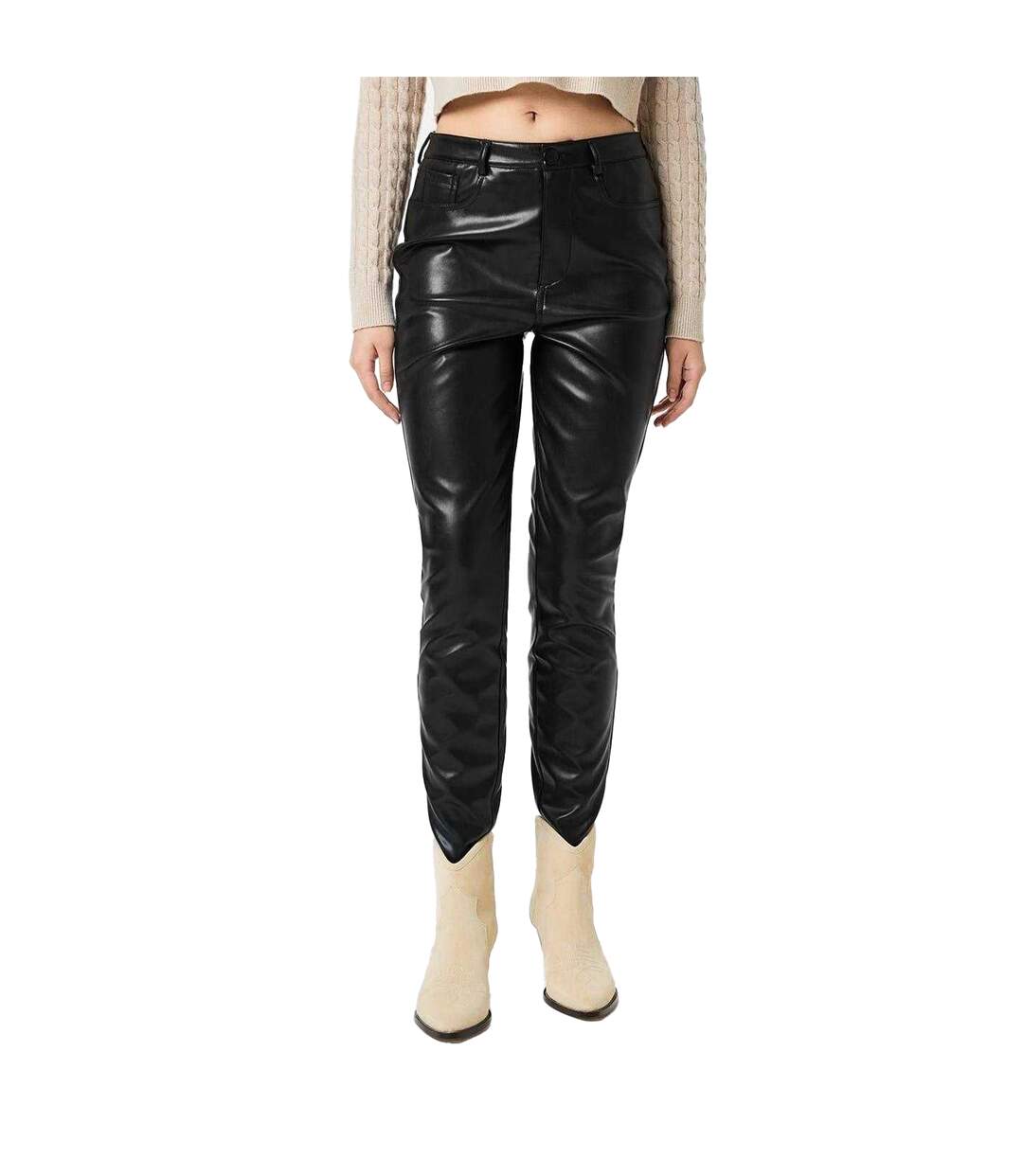 Womens/ladies Faux Leather Skinny Trousers Black Jack Wills-1