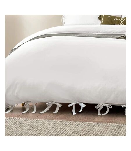 Yard Mallow Tie Detail Cotton Bow Duvet Set (Warm White)